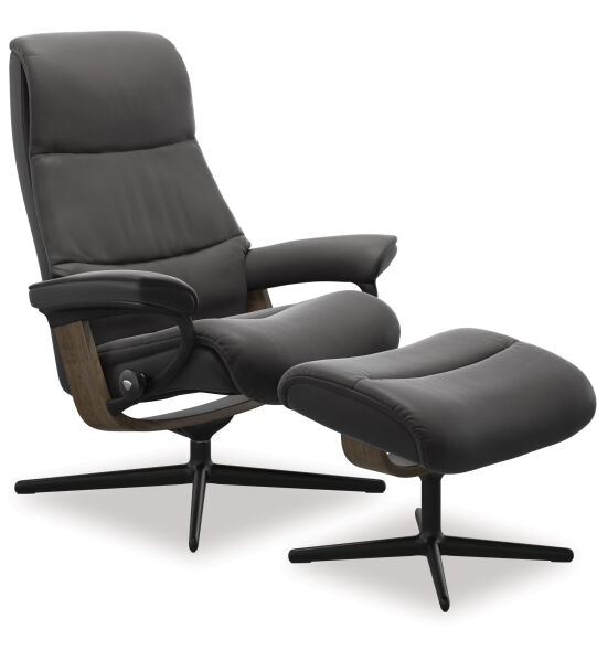 Stressless® View Large Leather Recliner with Adjustable Headrest - Cross Base 