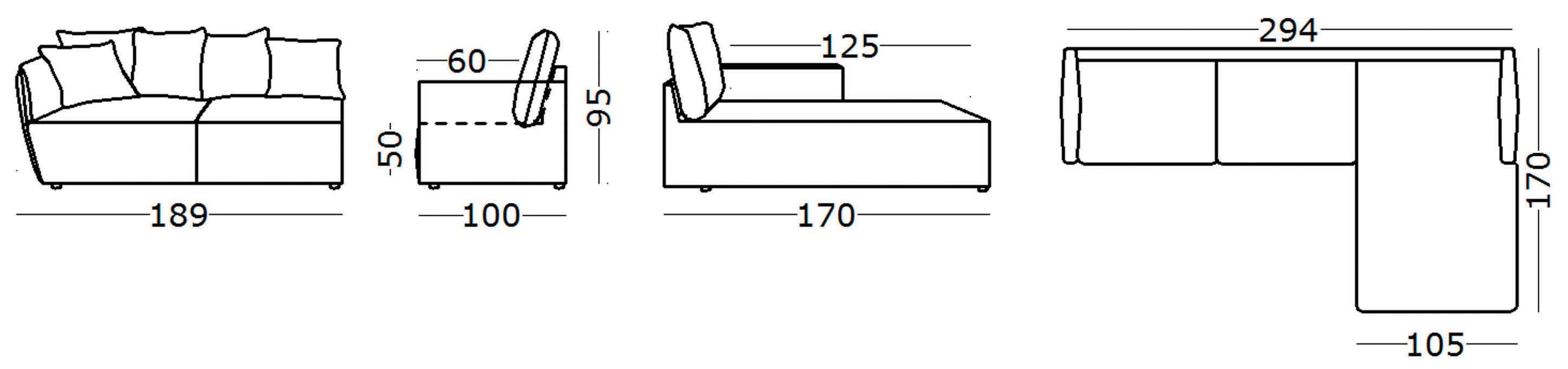 Kayden Chaise Lounge Suite RHF Danske Mobler Furniture