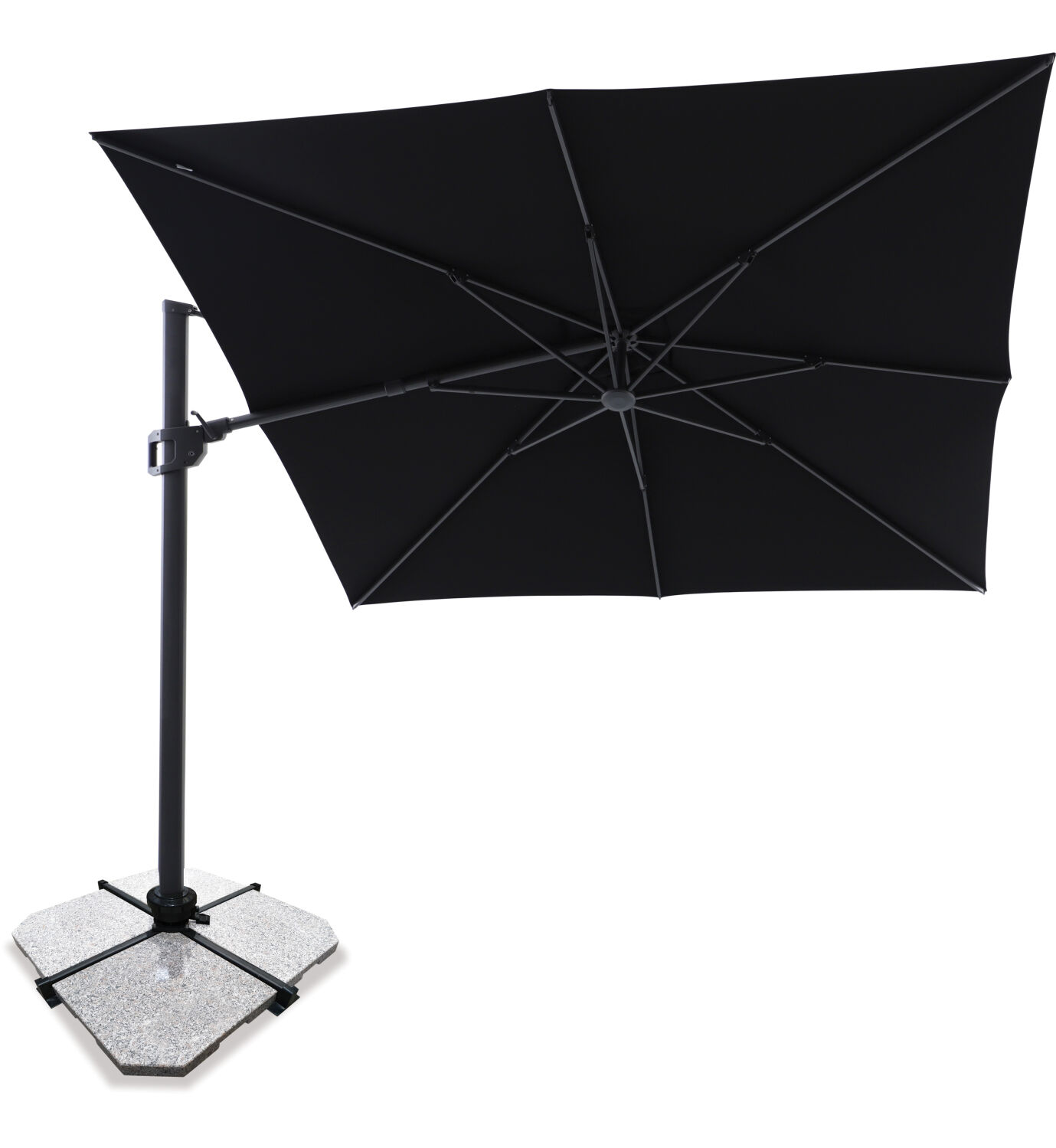 Sirius 3m Square Cantilever Outdoor Sun Umbrella - Black