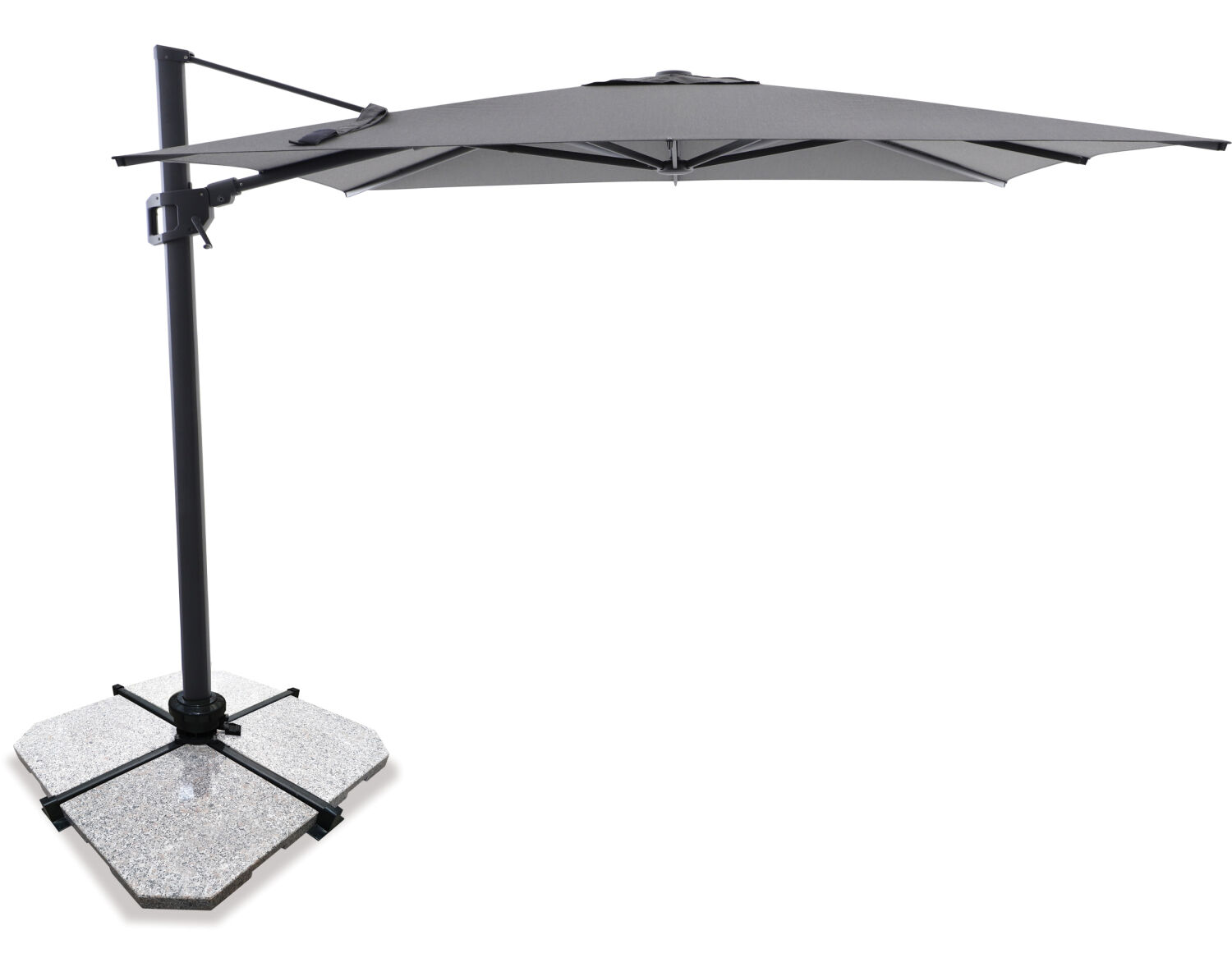 Sirius 3m Square Cantilever Outdoor Sun Umbrella - Charcoal