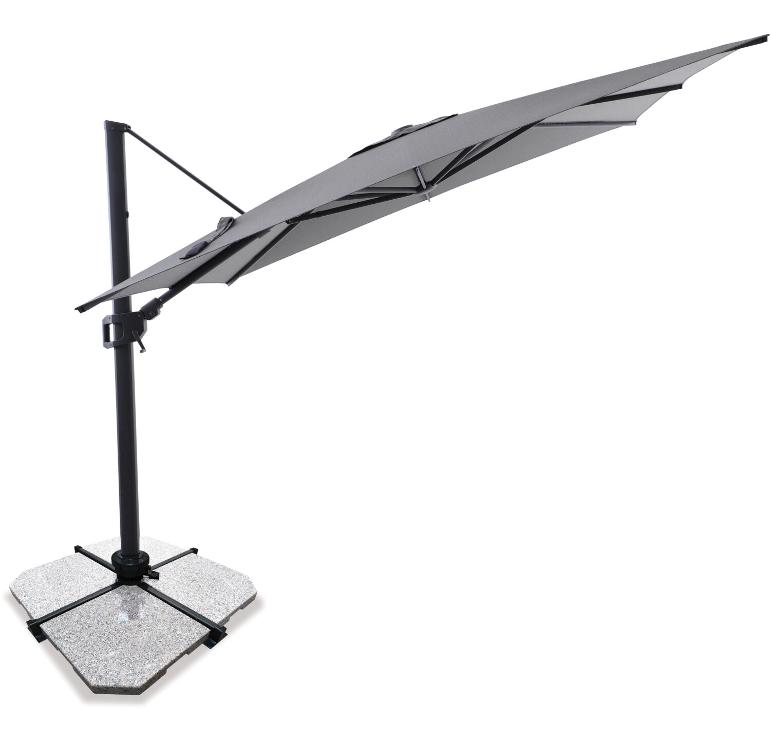 Sirius 3m Square Cantilever Outdoor Sun Umbrella - Charcoal