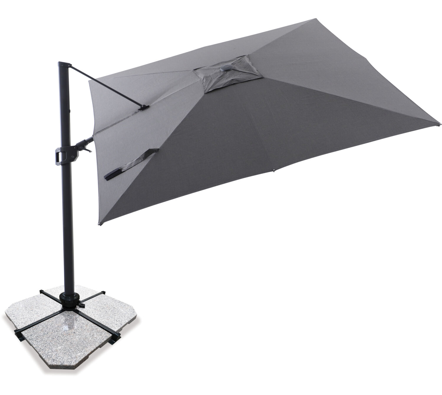 Sirius 3m Square Cantilever Outdoor Sun Umbrella - Charcoal