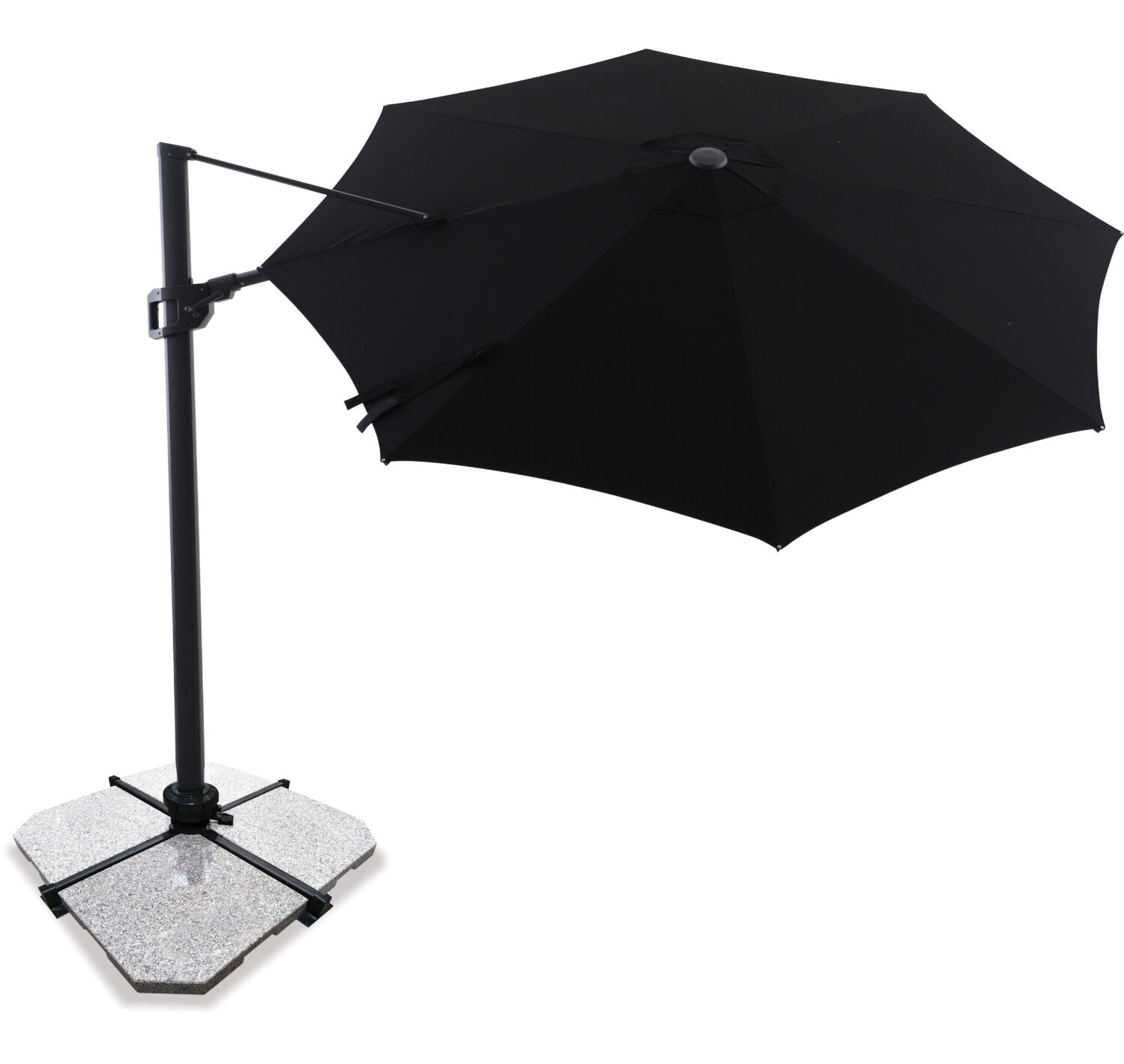 Sirius 3.3m Round Cantilever Outdoor Sun Umbrella - Black