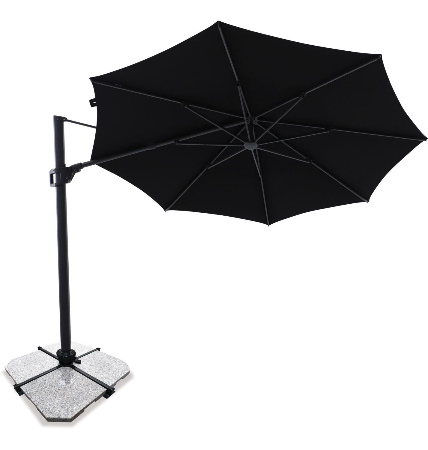 Sirius 3.3m Round Cantilever Outdoor Sun Umbrella - Black