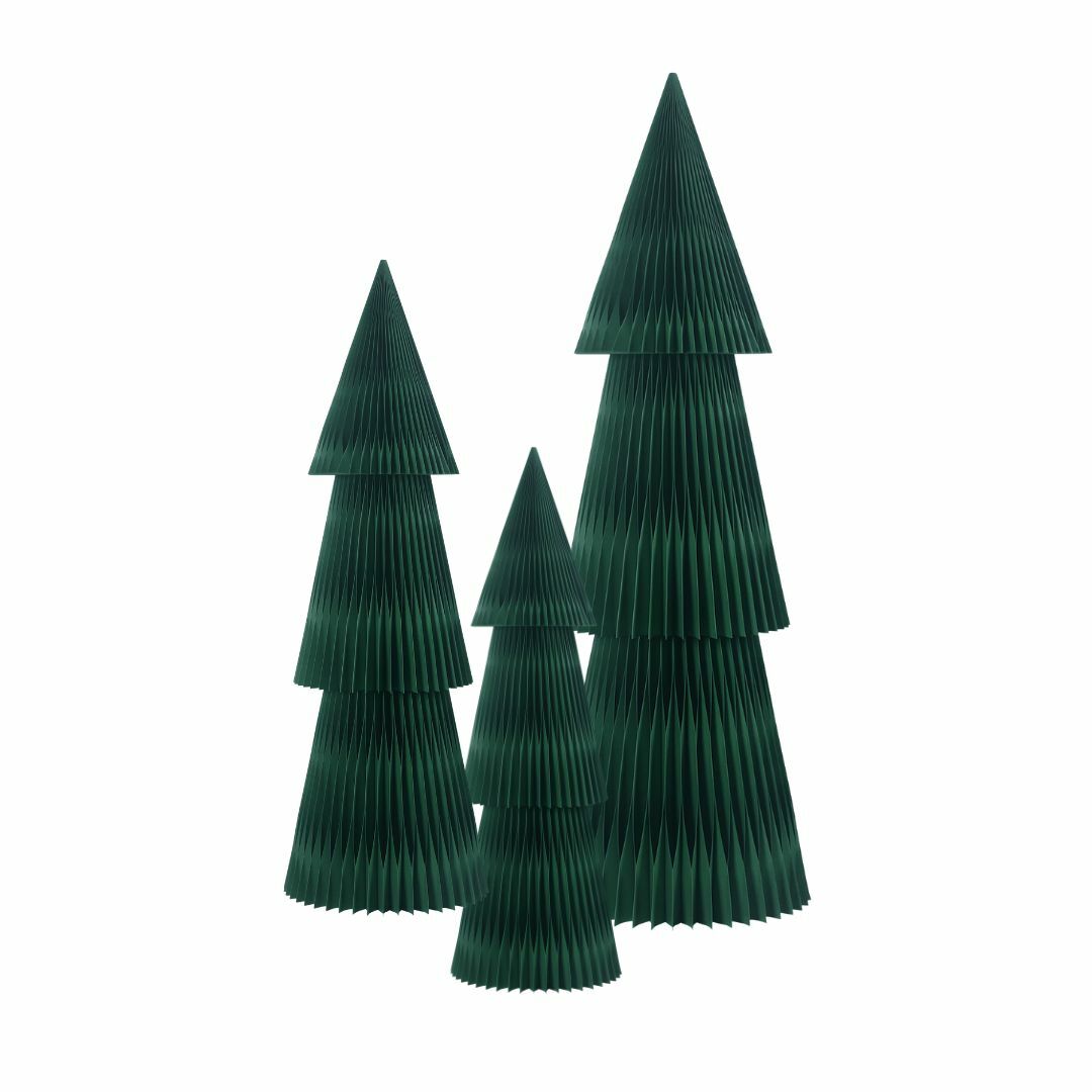 Paper Christmas Trees - Set of 3 Dark Green