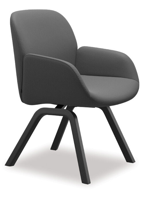 Stressless® Bay Dining Chair Low Back with Arm Grey D200  Black Leg 