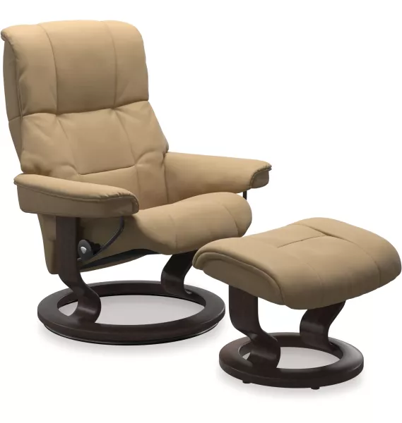 MEDIUM Mayfair Recliner - Paloma Sand leather on Classic Wenge coloured base