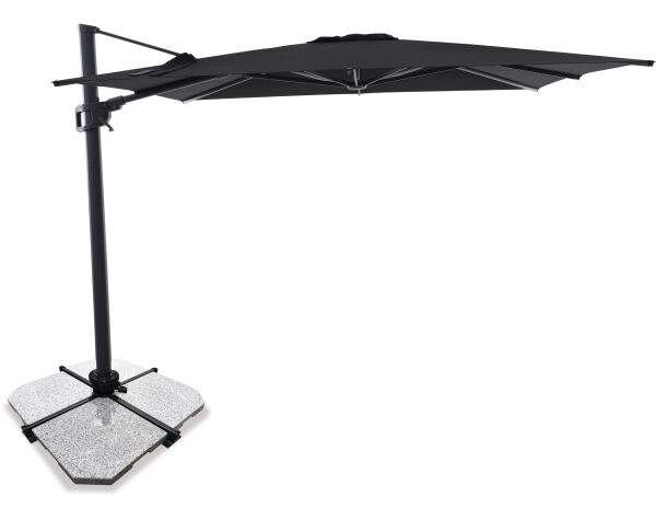 Sirius 3m Square Cantilever Outdoor Sun Umbrella - Black