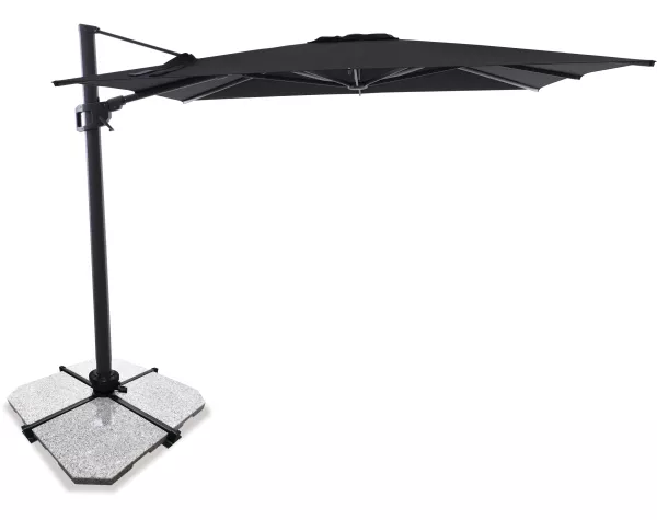 Sirius 3m Square Cantilever Outdoor Sun Umbrella - Black