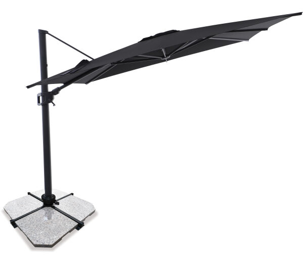 Sirius 3m Square Cantilever Outdoor Sun Umbrella - Black