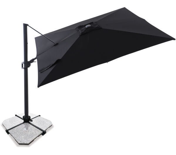 Sirius 3m Square Cantilever Outdoor Sun Umbrella - Black