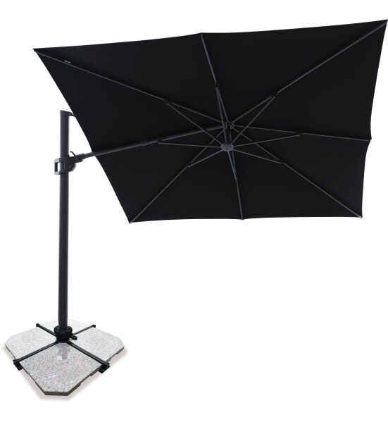 Sirius 3m Square Cantilever Outdoor Sun Umbrella - Black