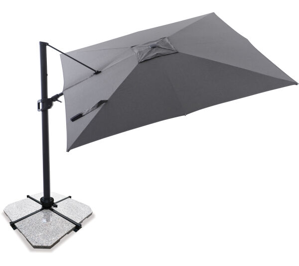 Sirius 3m Square Cantilever Outdoor Sun Umbrella - Charcoal