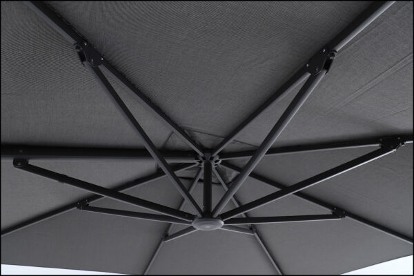Sirius 3m Square Cantilever Outdoor Sun Umbrella - Charcoal