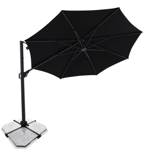 Sirius 3.3m Round Cantilever Outdoor Sun Umbrella - Black