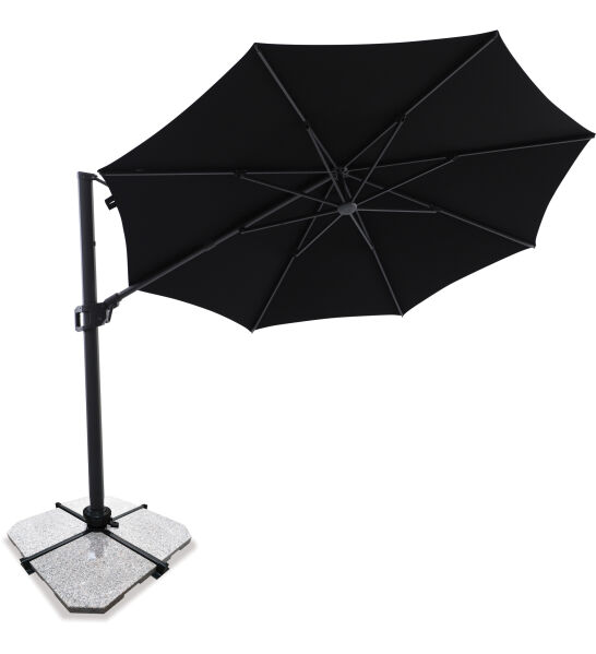 Sirius 3.3m Round Cantilever Outdoor Sun Umbrella - Black