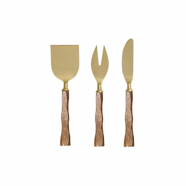 Gold Wood Cheese Knives - Set of 3