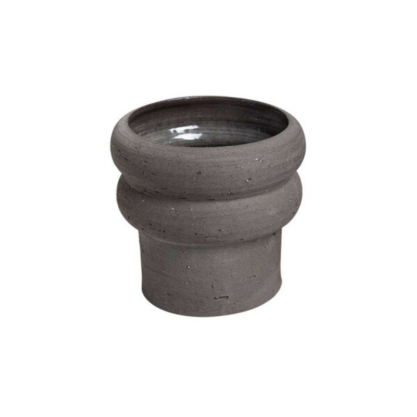 Double Halo Rim Black Ceramic Planter