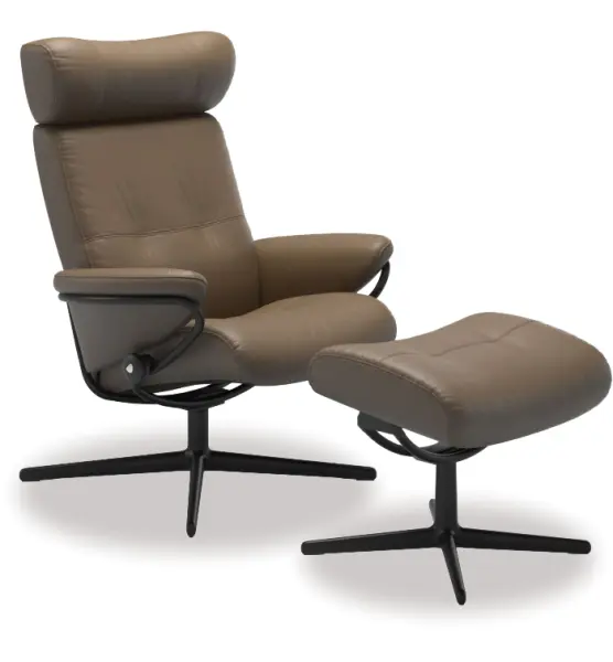 Stressless&reg; Berlin Recliner & Foot Stool - Velaro Mole & Cross Base 