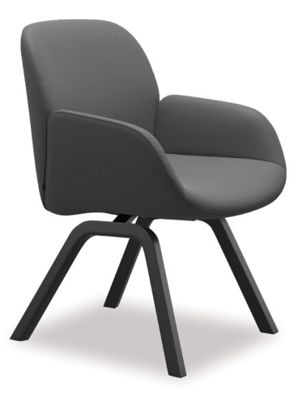 Stressless&reg; Bay Dining Chair Low Back with Arm Grey D200  Black Leg 