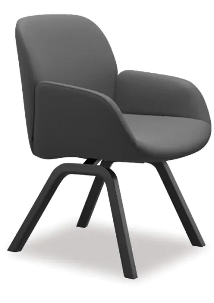 Stressless&reg; Bay Dining Chair Low Back with Arm Grey D200  Black Leg 