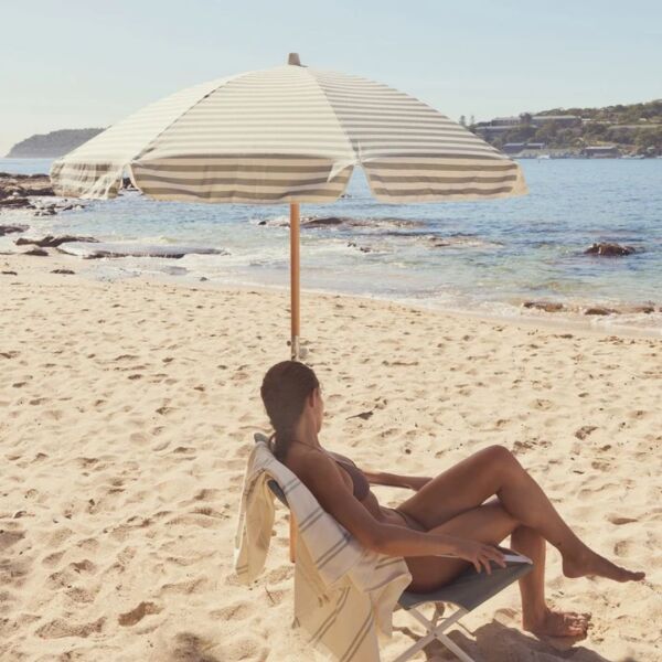 Luxe Beach Umbrella - Seagrass Stripe