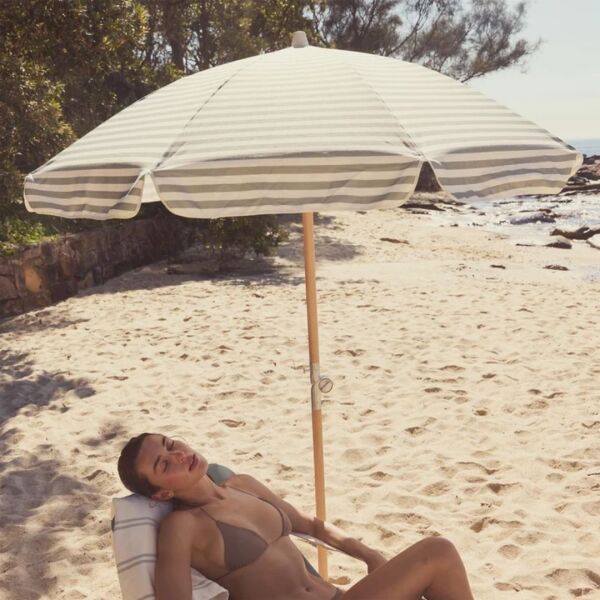 Luxe Beach Umbrella - Seagrass Stripe