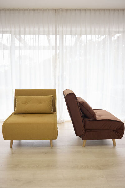 Haru 1-Seat Sofa Bed Chair – Mustard Fabric